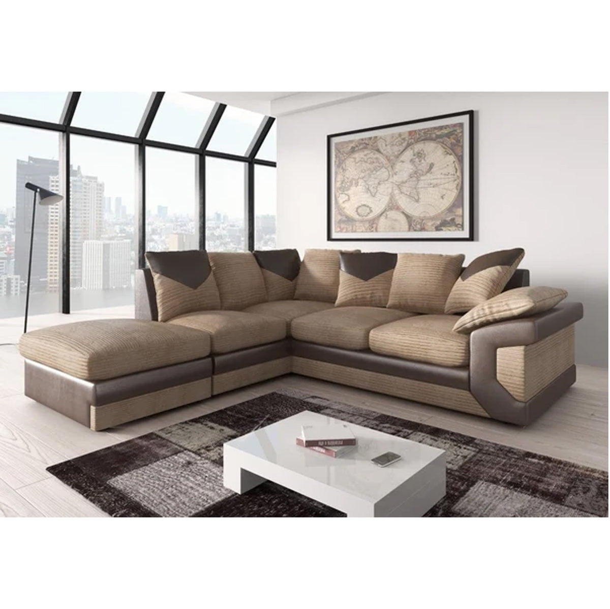 Dino Corner Sofa Brown & Coffee