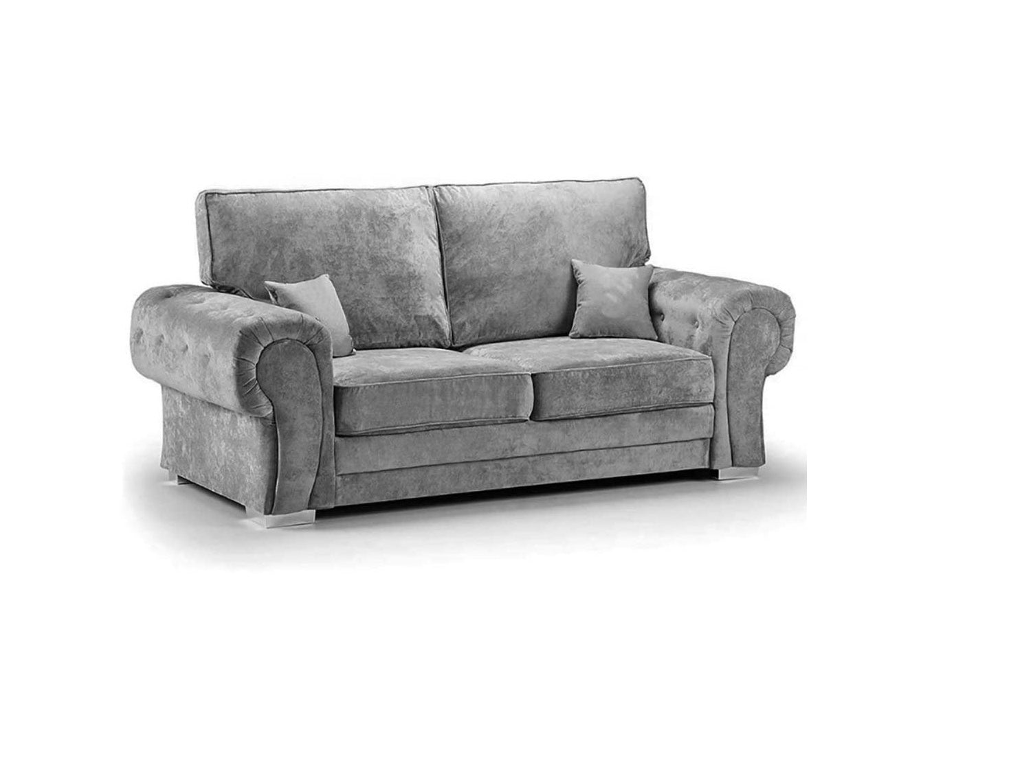 Chingford Full Back 3+2 Seater Sofa Set Chenille Fabric Grey