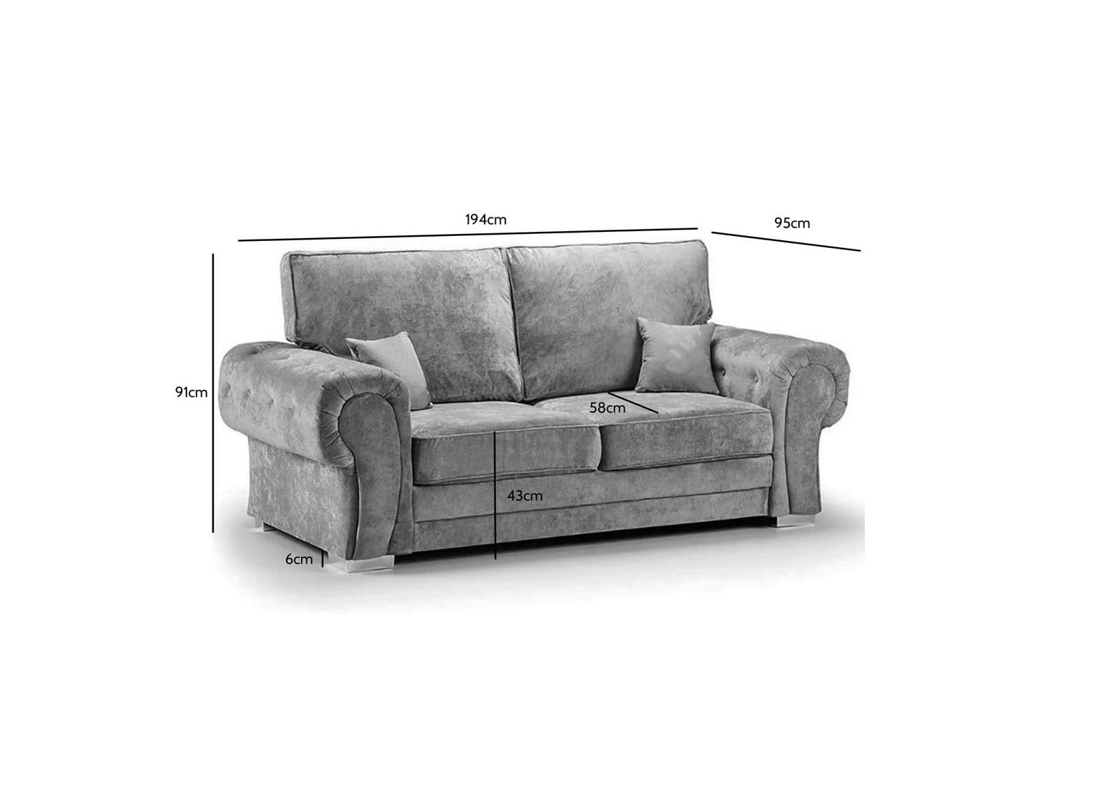 Chingford Full Back 3+2 Seater Sofa Set Chenille Fabric Grey