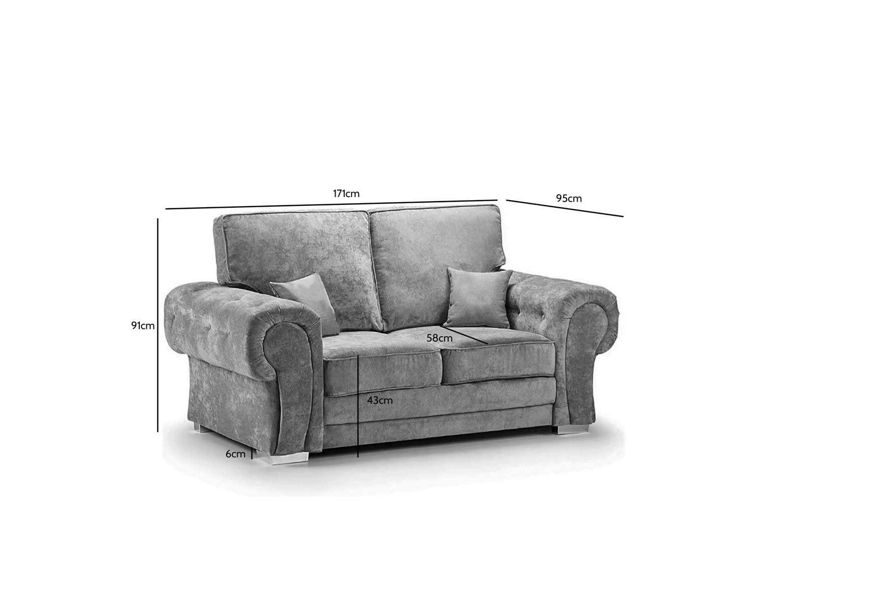 Chingford Full Back 3+2 Seater Sofa Set Chenille Fabric Grey