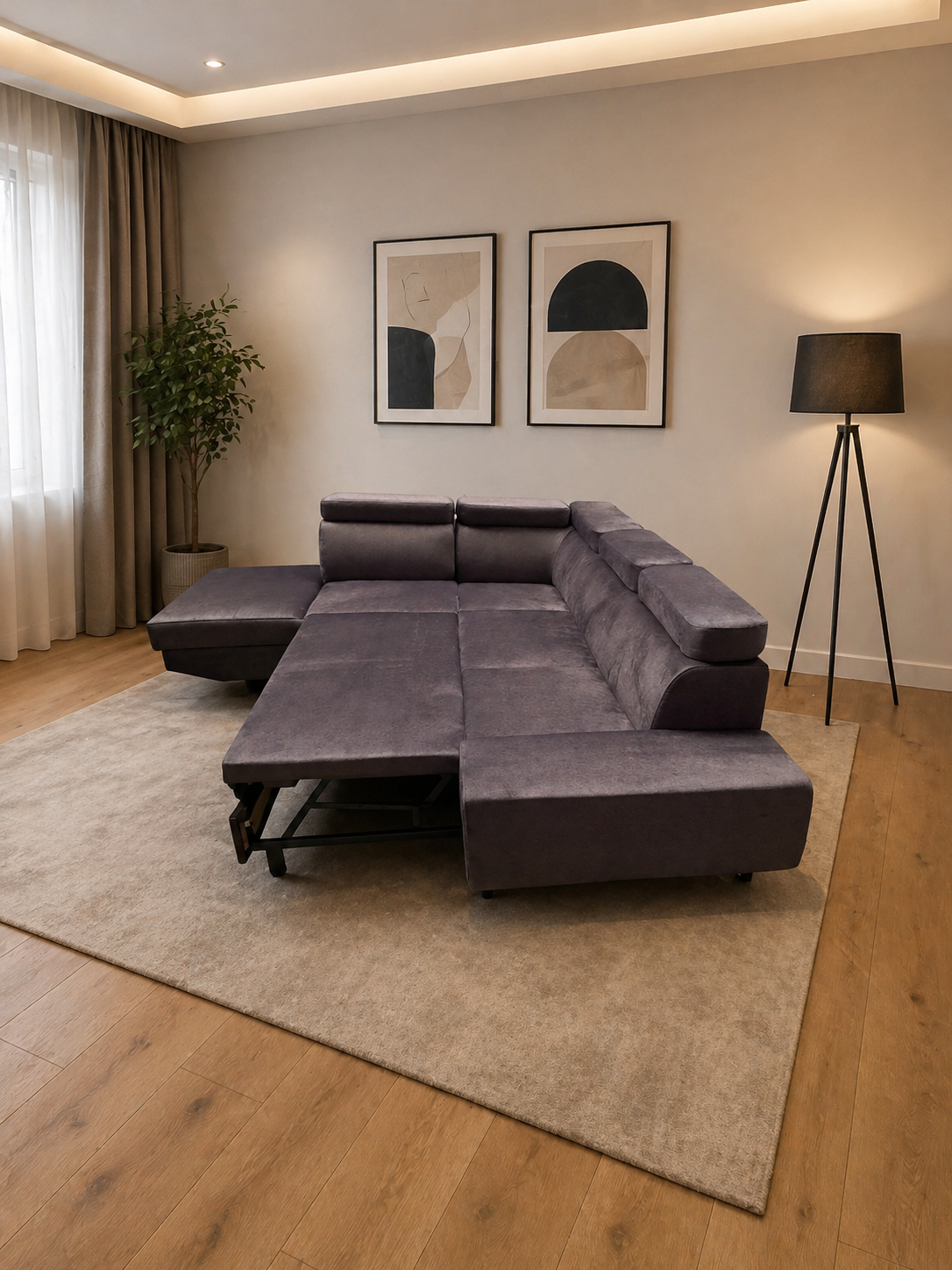 Artic corner sofa Storage Sofa Bed in Grey