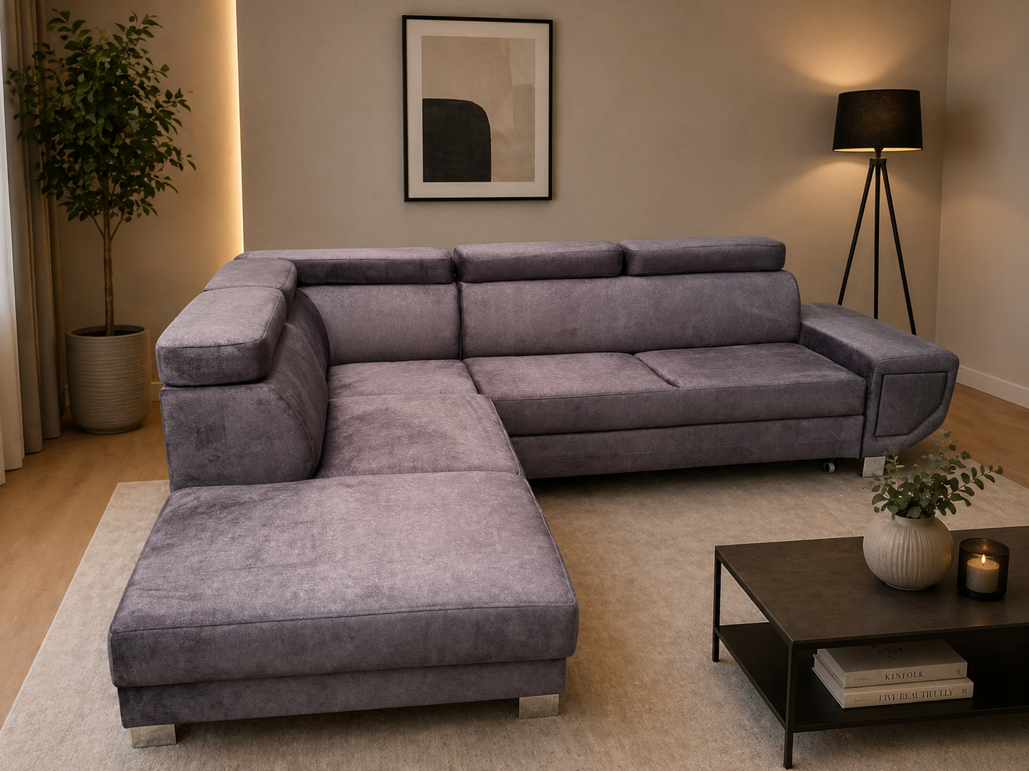Artic corner sofa Storage Sofa Bed in Grey