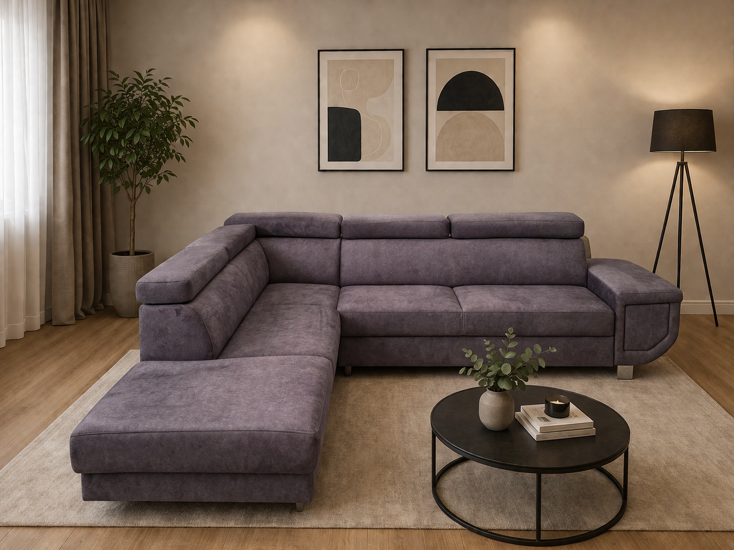 Artic corner sofa Storage Sofa Bed in Grey