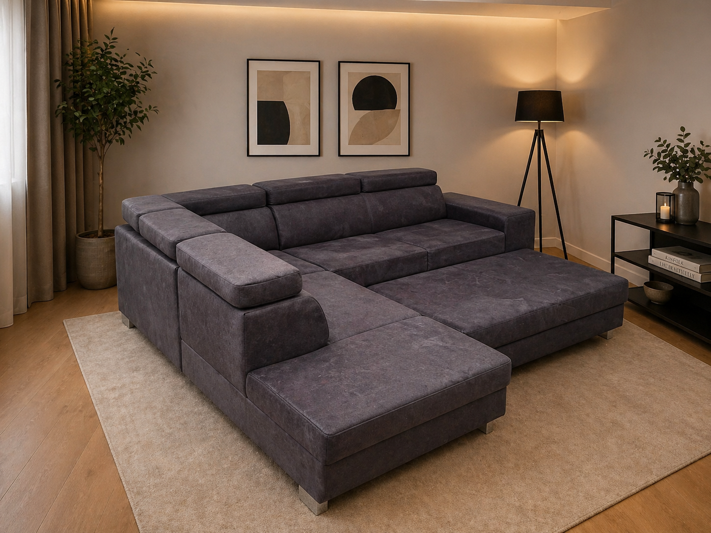 Artic corner sofa Storage Sofa Bed in Grey