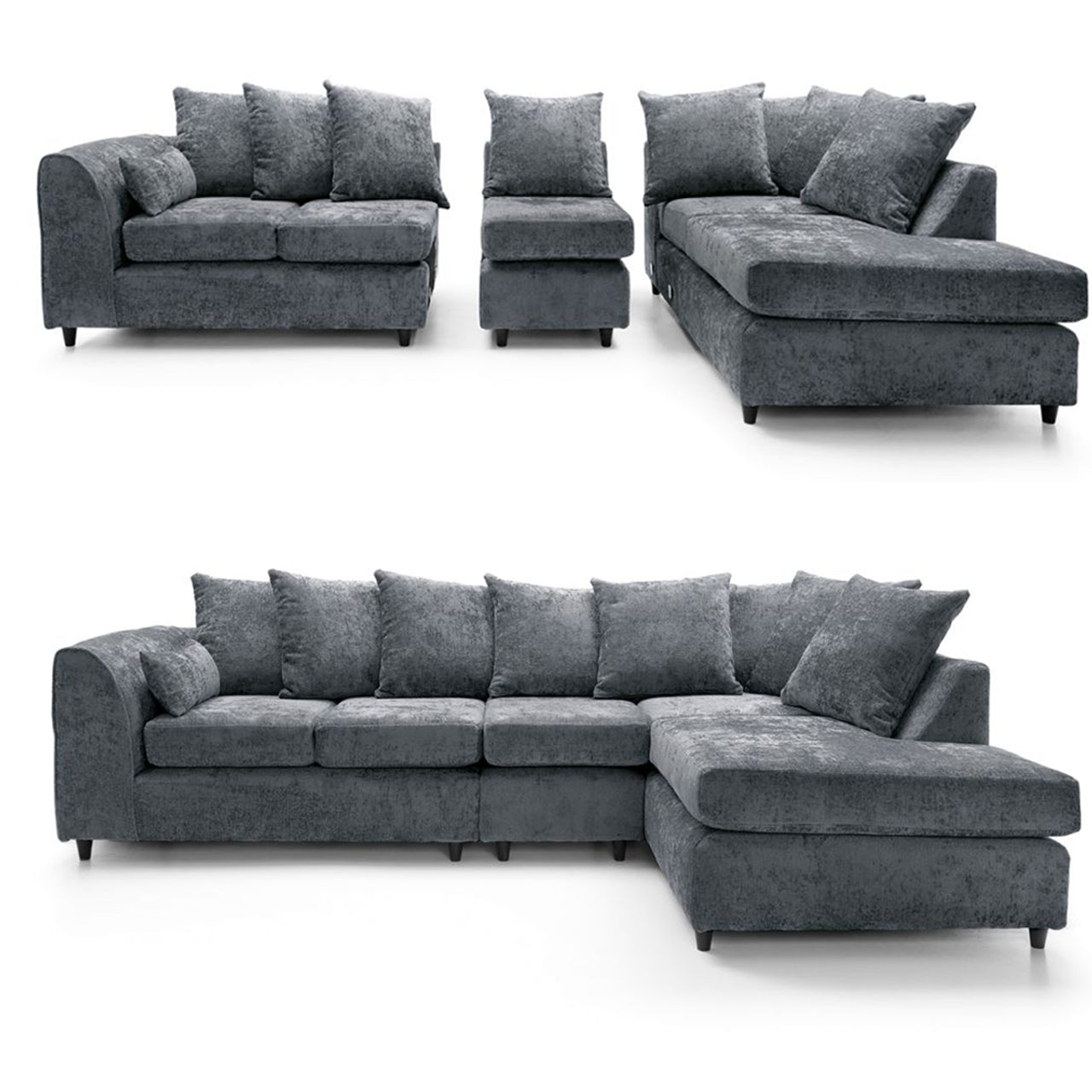 DYLAN Chenille Fabric 5 Seater L Shaped Corner Sofa with Scatter Back