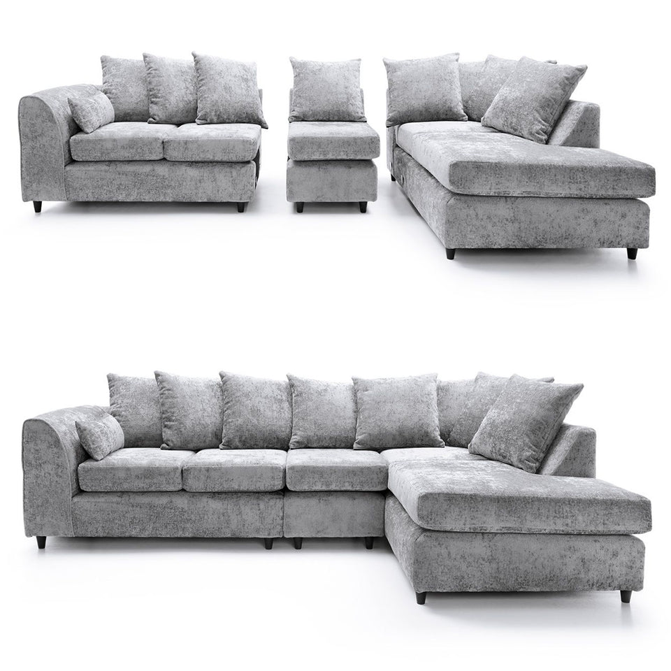 DYLAN Chenille Fabric 5 Seater L Shaped Corner Sofa with Scatter Back
