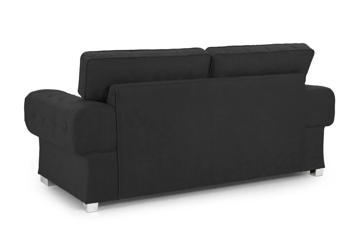 Chingford Full Back 3+2 Seater Sofa Set Chenille Fabric Black