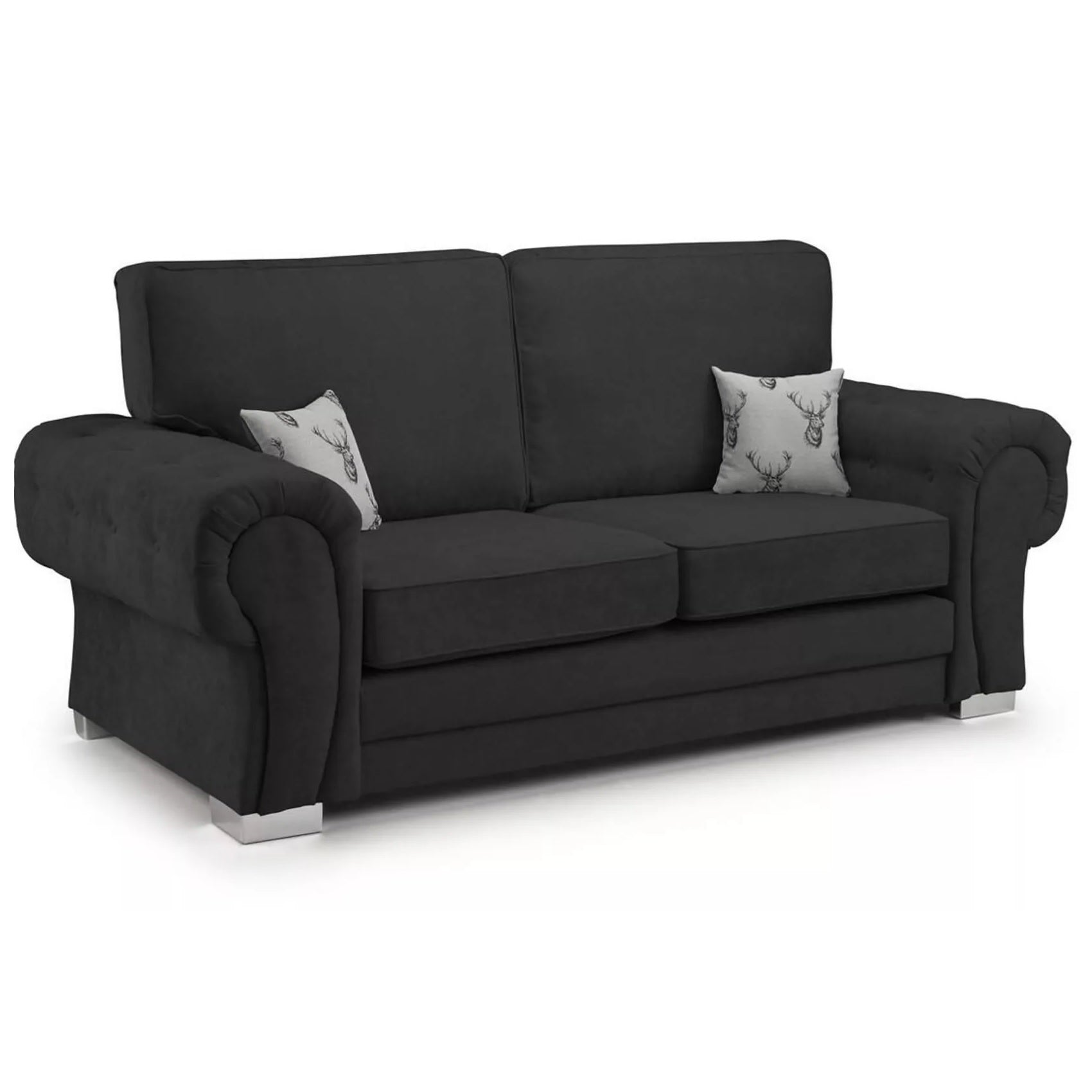 Chingford Full Back 3+2 Seater Sofa Set Chenille Fabric Black
