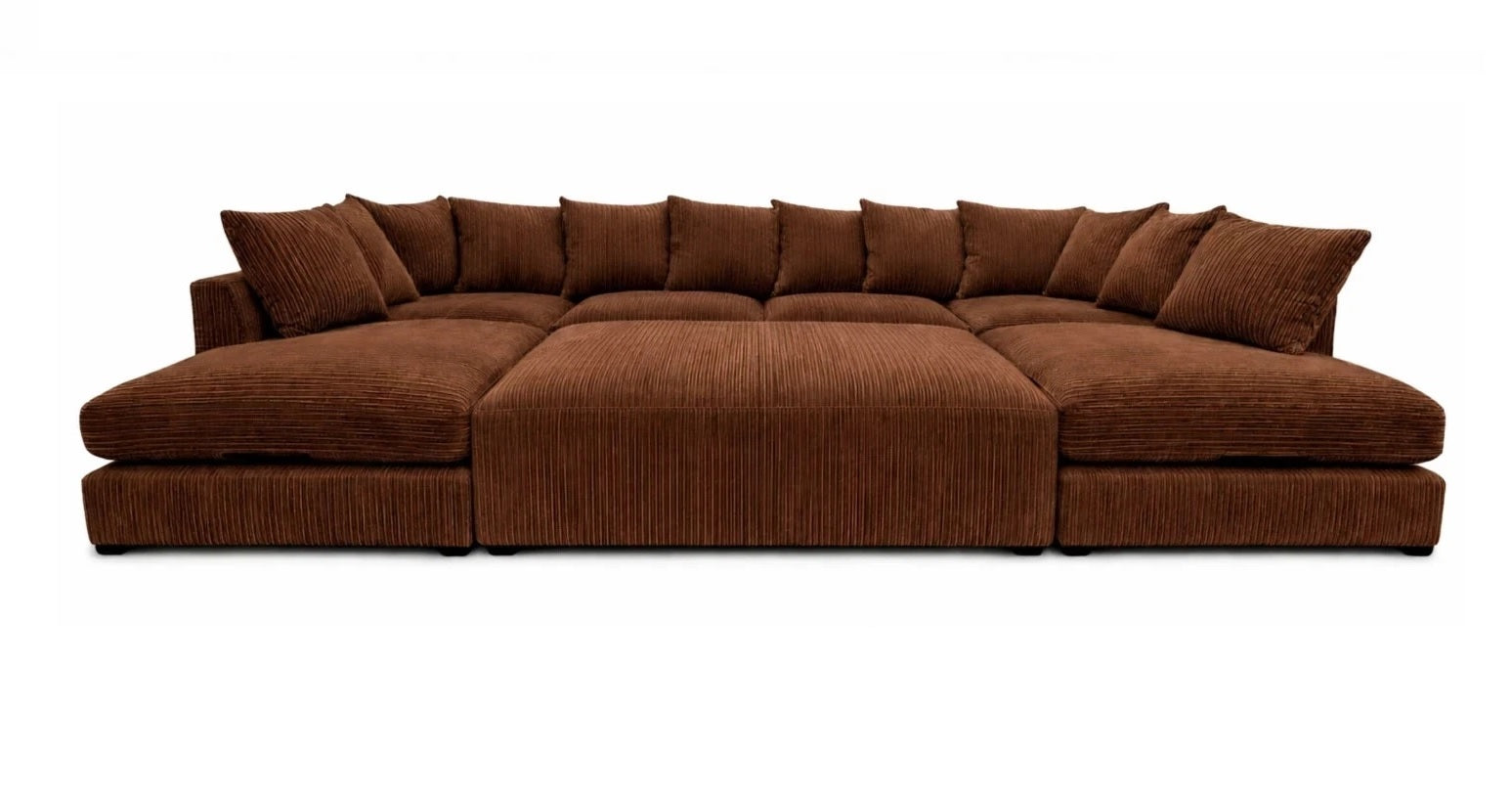 Cinema Large U Shape Sofa Jumbo Cord Fabric Chocolate