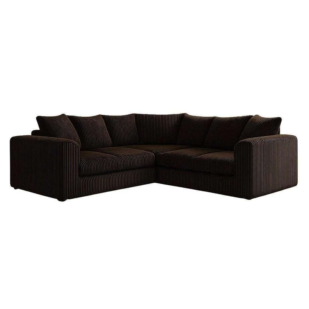 Hannah Jumbo Cord Scatter Back 2c2 Corner Sofa Chocolate
