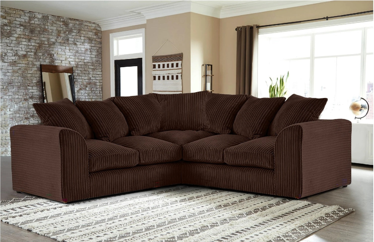 Hannah Jumbo Cord Scatter Back 2c2 Corner Sofa