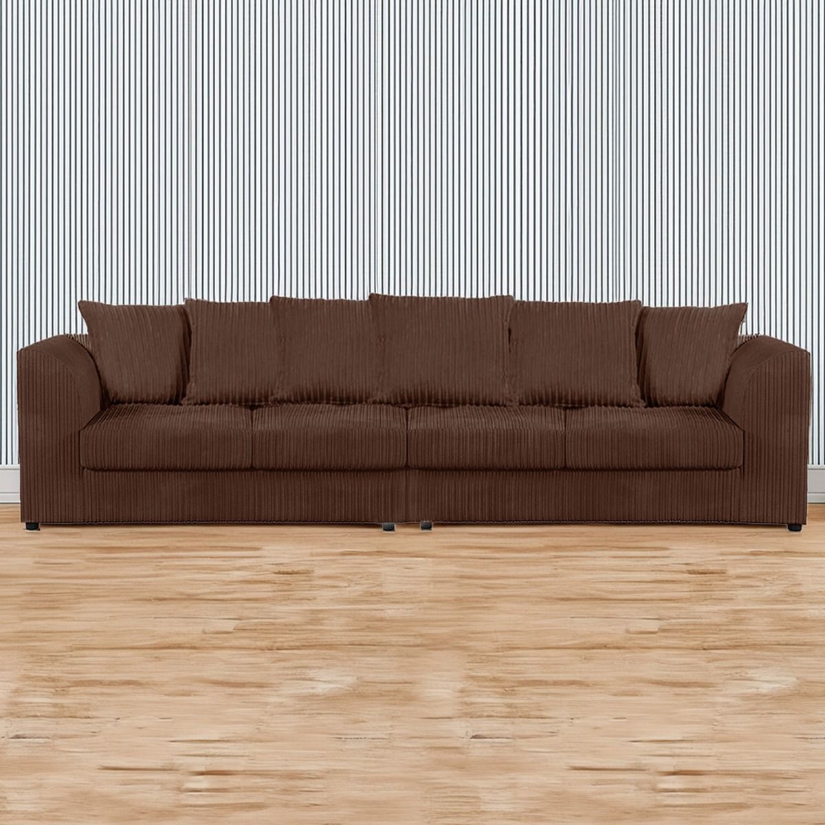 DYLAN 4 Seater Scatter Back Jumbo Cord Fabric Sofa Chocolate
