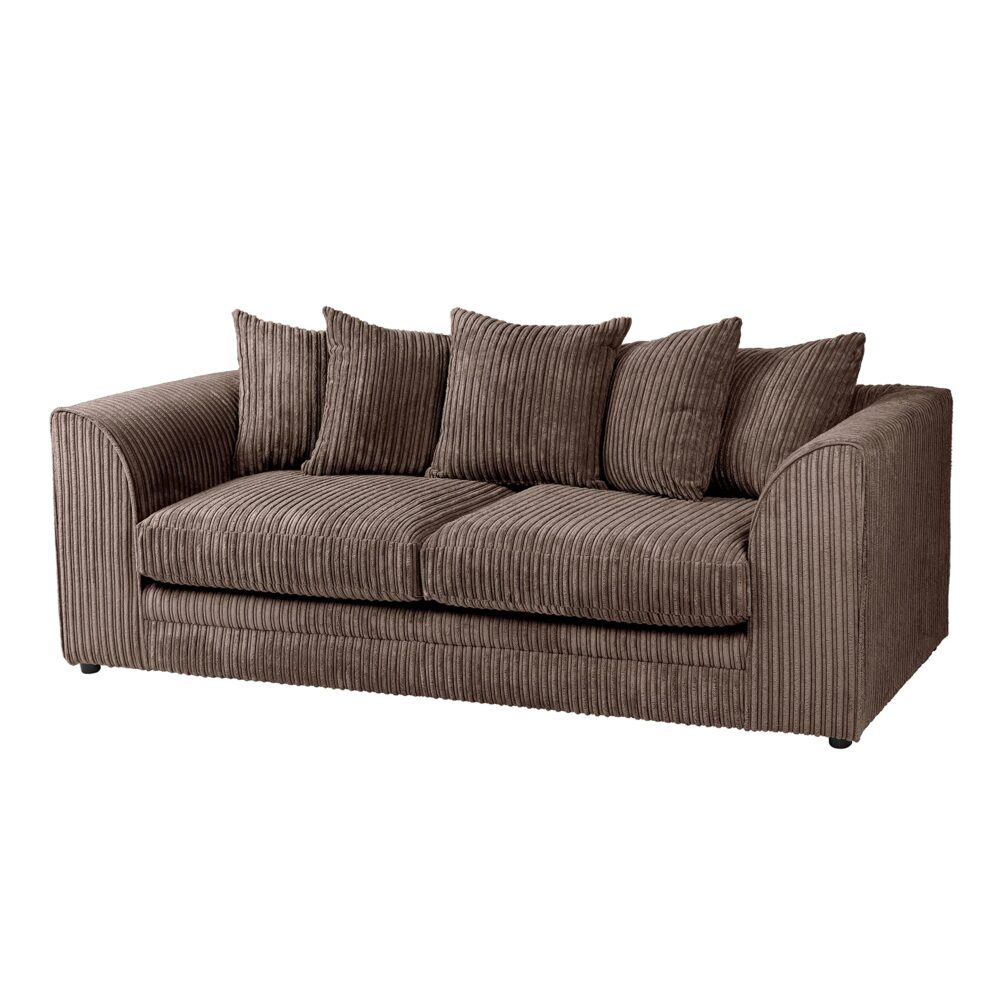 Hannah Jumbo Cord Scatter Back 3 Seater Sofa Chocolate