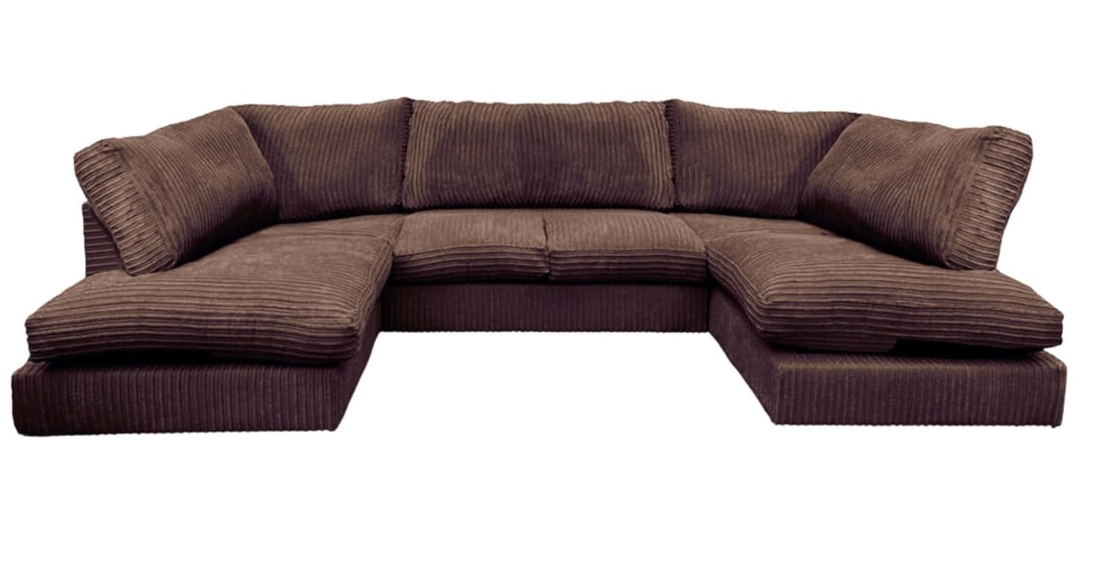 Aspen Full Back 6 Seater U Shaped Corner Jumbo Cord Fabric Sofa Chocolate