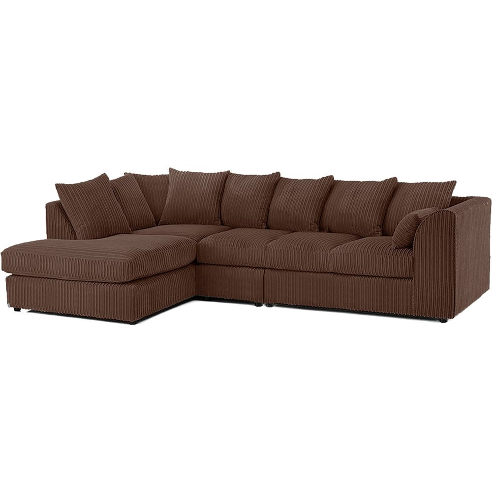 DYLAN 5 Seater Jumbo Cord Scatter Back Left Hand Facing Corner Sofa Chocolate