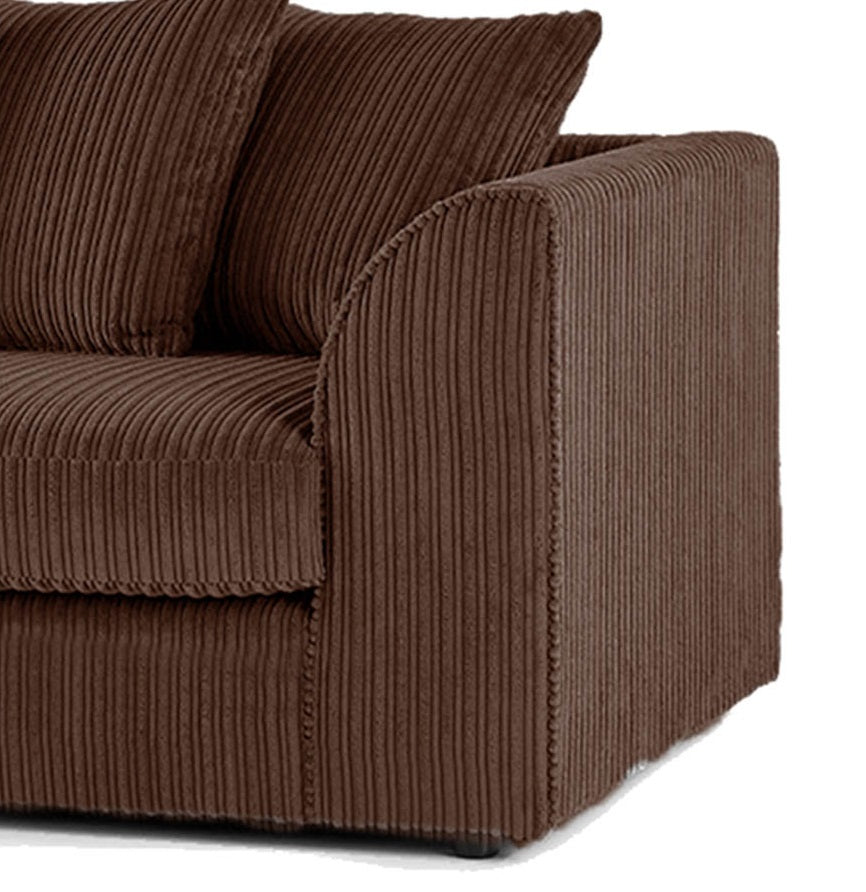 DYLAN 5 Seater Jumbo Cord Scatter Back Left Hand Facing Corner Sofa Chocolate