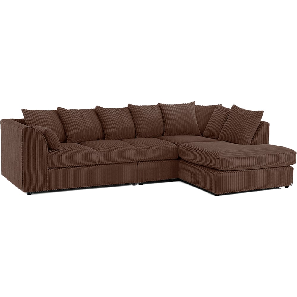 DYLAN 5 Seater Jumbo Cord Scatter Back Right Hand Facing Corner Sofa Chocolate