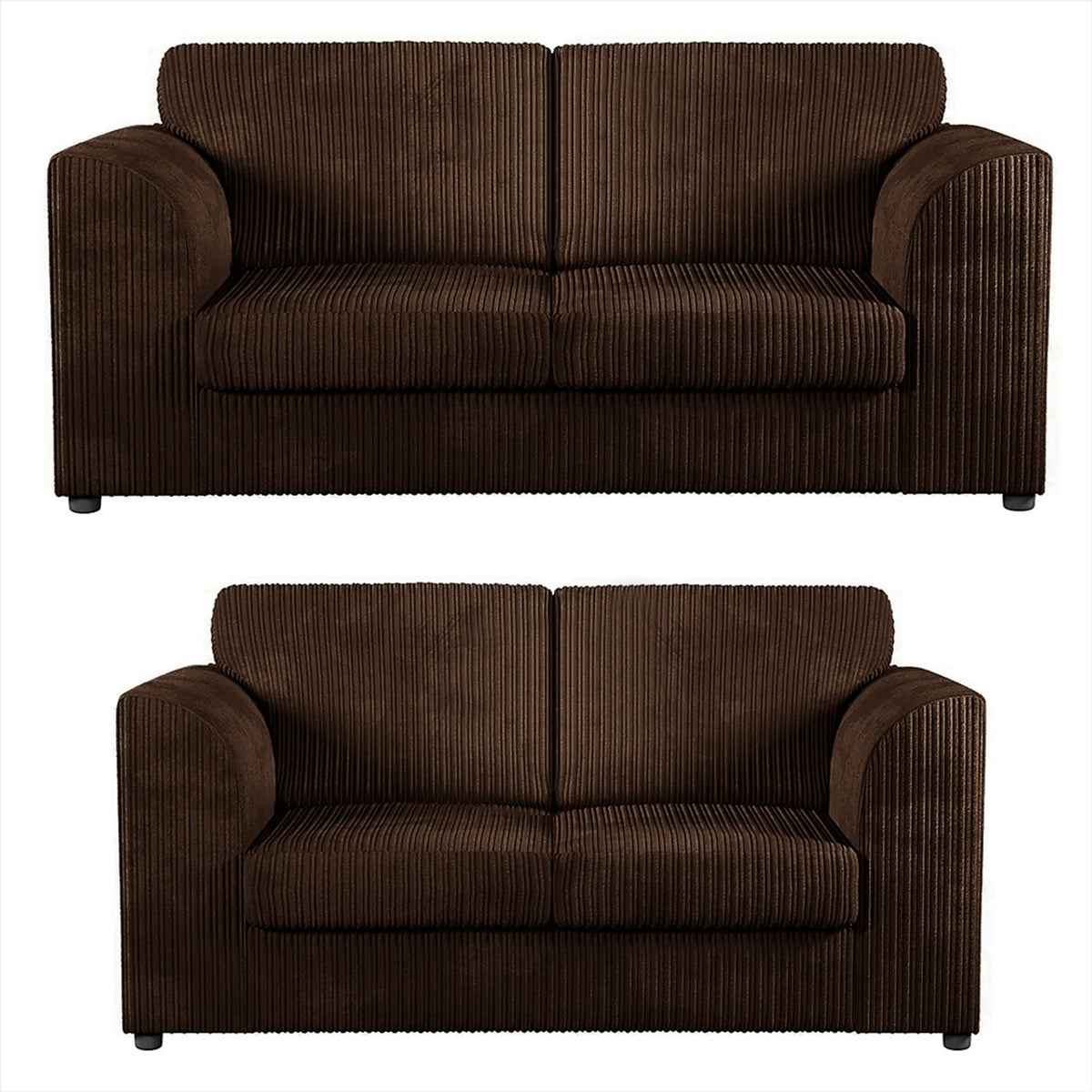 Hannah Jumbo Cord Full Back 3+2 Seater Sofa Suite Set Chocolate