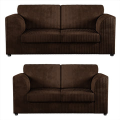 Hannah Jumbo Cord Full Back 3+2 Seater Sofa Suite Set Chocolate