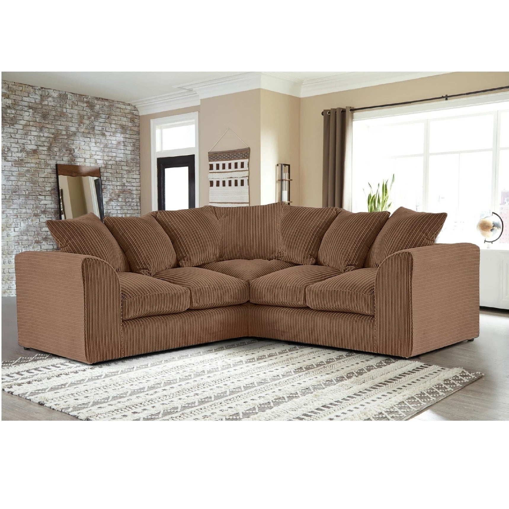 Hannah Jumbo Cord Scatter Back 2c2 Corner Sofa Coffee