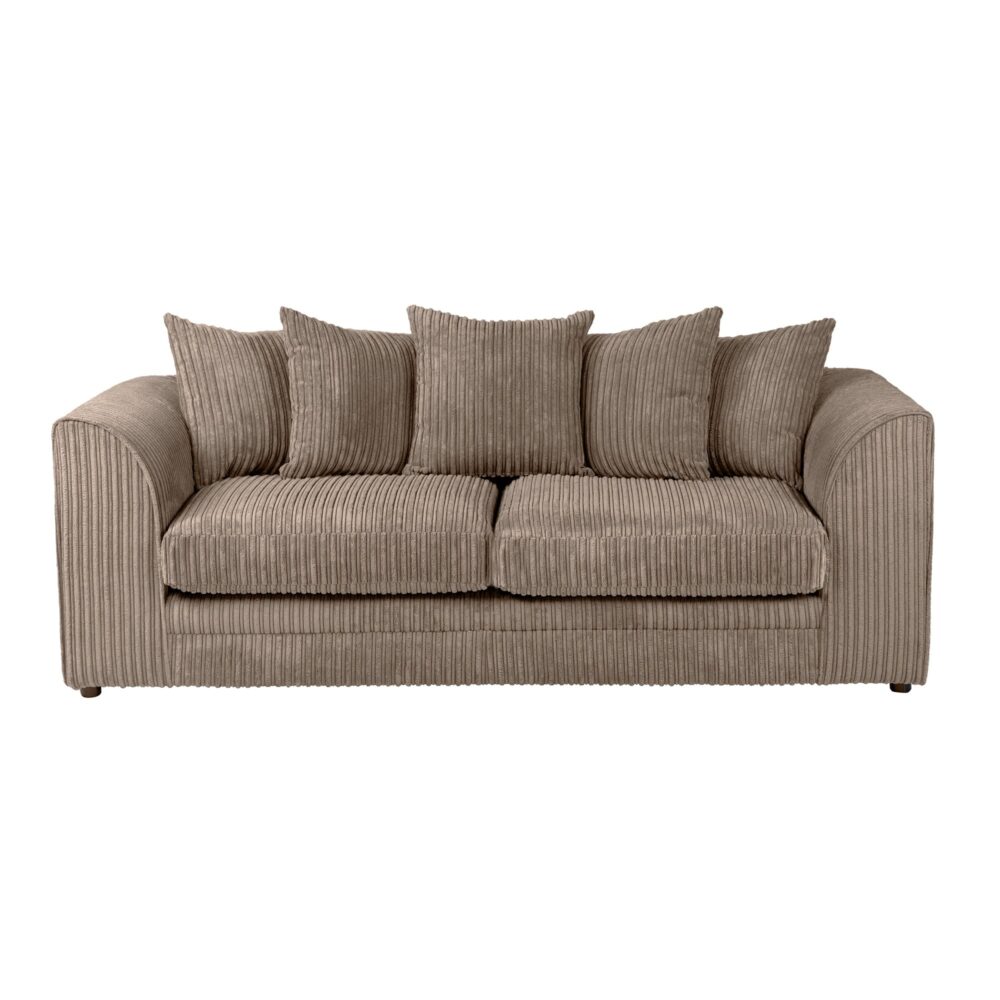 Hannah Jumbo Cord Scatter Back 3 Seater Sofa Coffee