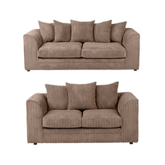 Hannah Jumbo Cord Scatter Back 3+2 Seater Sofa Suite Set Coffee