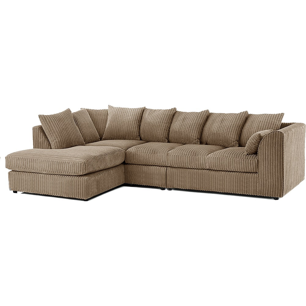 DYLAN 5 Seater Jumbo Cord Scatter Back Left Hand Facing Corner Sofa Coffee