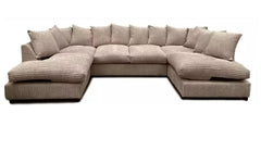Monaco Scatter Back 6 Seater U Shaped Corner Jumbo Cord Fabric Sofa Coffee