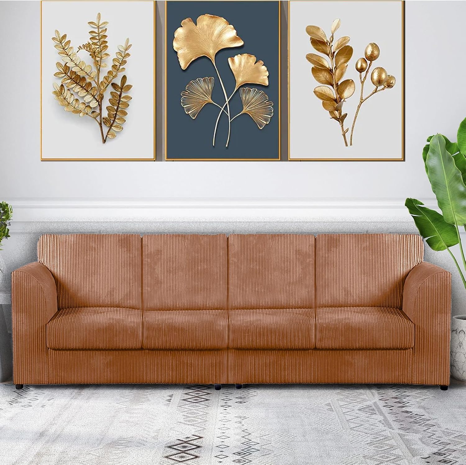 DYLAN 4 Seater Full Back Jumbo Cord Fabric Sofa Coffee