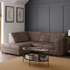 Hannah Jumbo Cord Full Back 4 Seater Left Hand Facing Corner Sofa Coffee