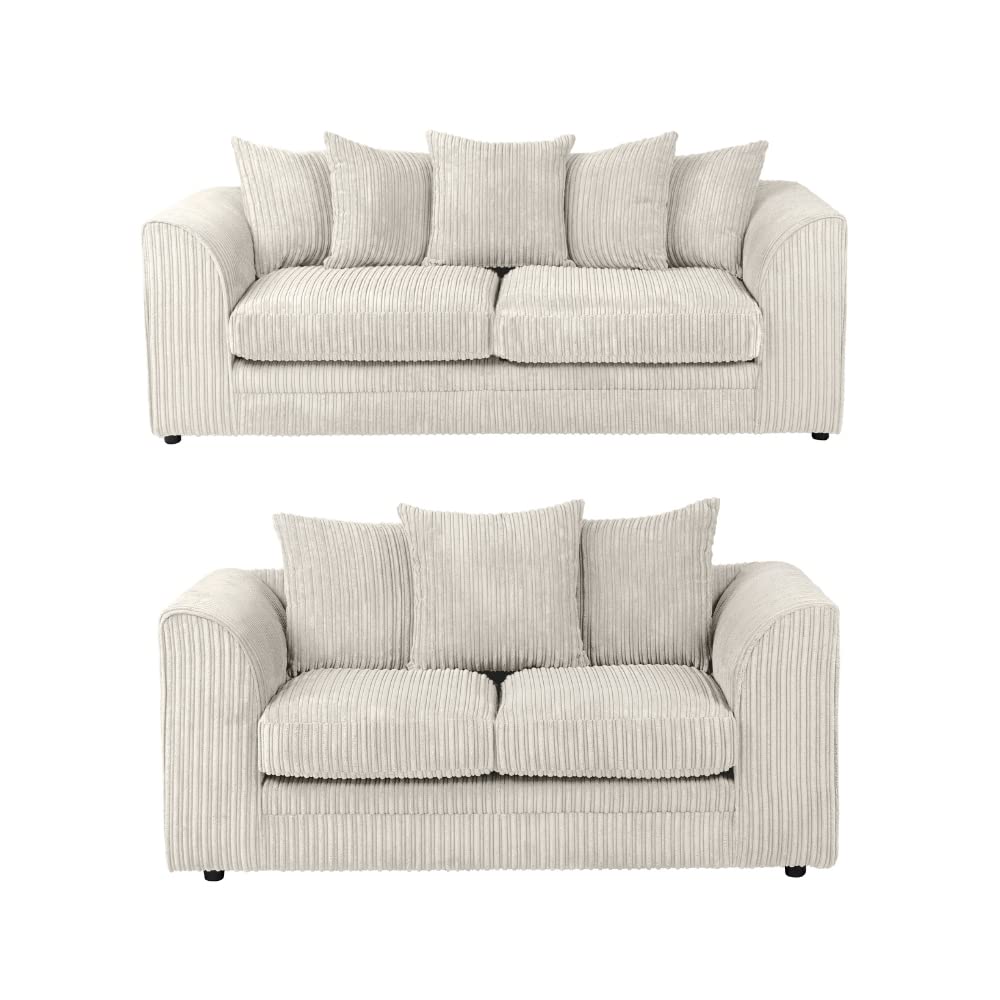 Hannah Jumbo Cord Scatter Back 3+2 Seater Sofa Suite Set Mink