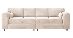 Raven Plush Velvet 4 Seater Full Back Sofa Cream