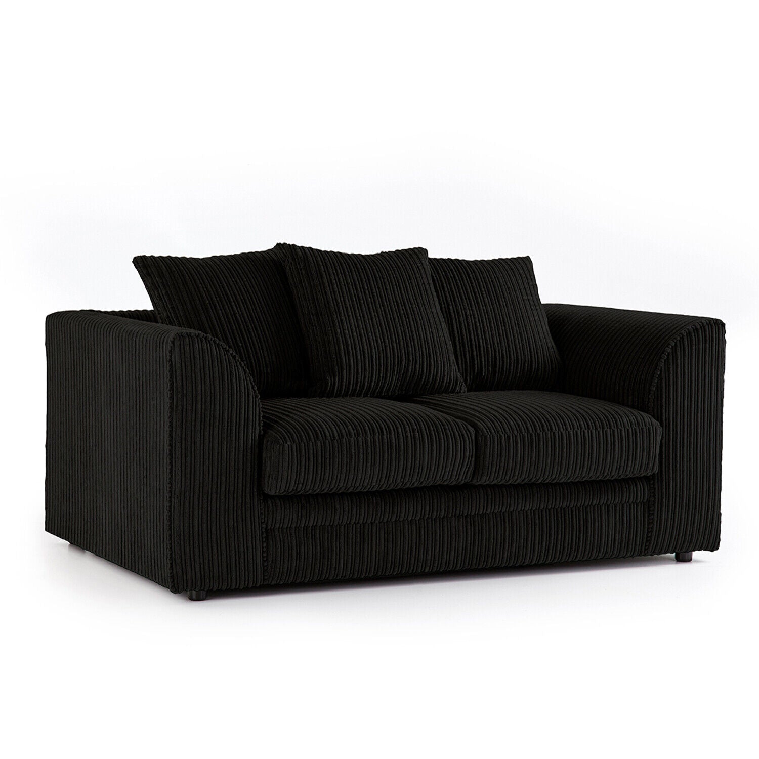 Hannah Jumbo Cord Scatter Back 2 Seater Sofa Black