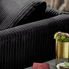 Hannah Jumbo Cord Scatter Back 4 Seater Right Hand Facing Corner Sofa Black