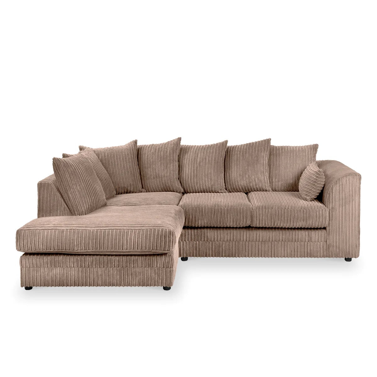 Hannah Jumbo Cord Scatter Back 4 Seater Left Hand Facing Corner Sofa Coffee
