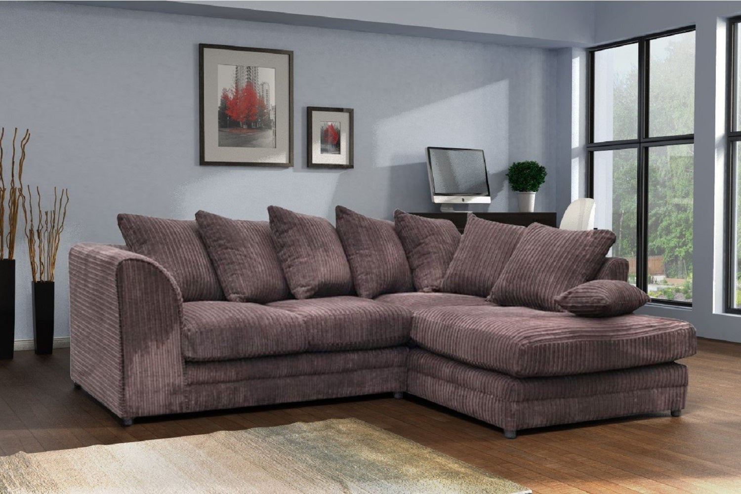Hannah Jumbo Cord Scatter Back 4 Seater Corner Sofa