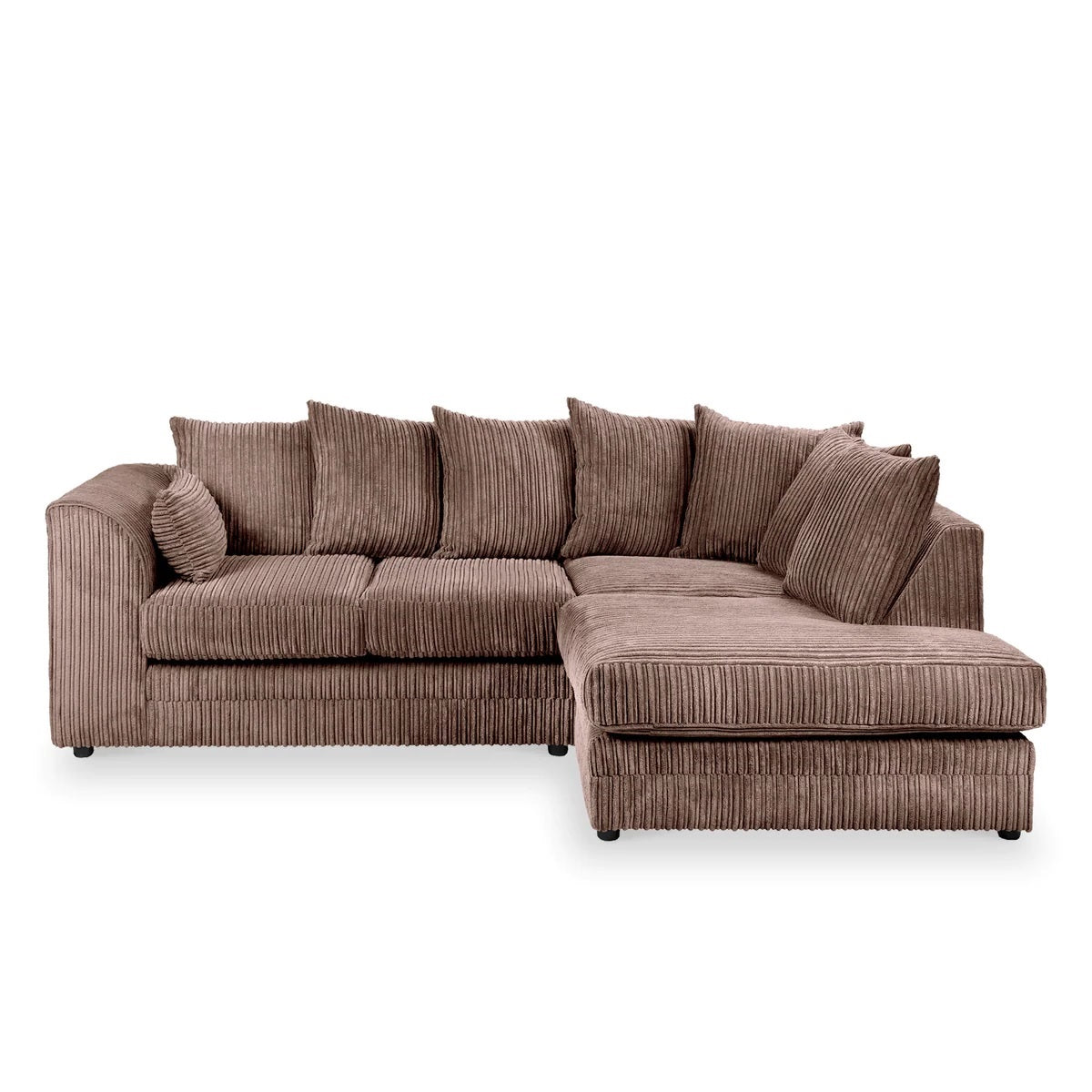 Hannah Jumbo Cord Scatter Back 4 Seater Right Hand Facing Corner Sofa Chocolate