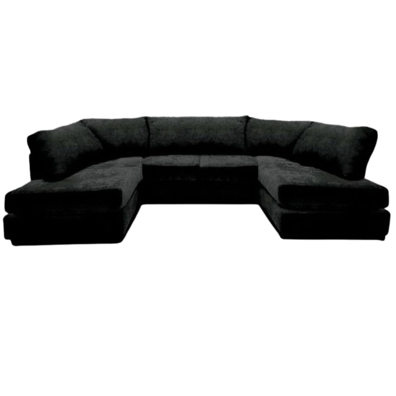 Cambridge Full Back 6 Seater U Shaped Corner Chenille Fabric Sofa Black