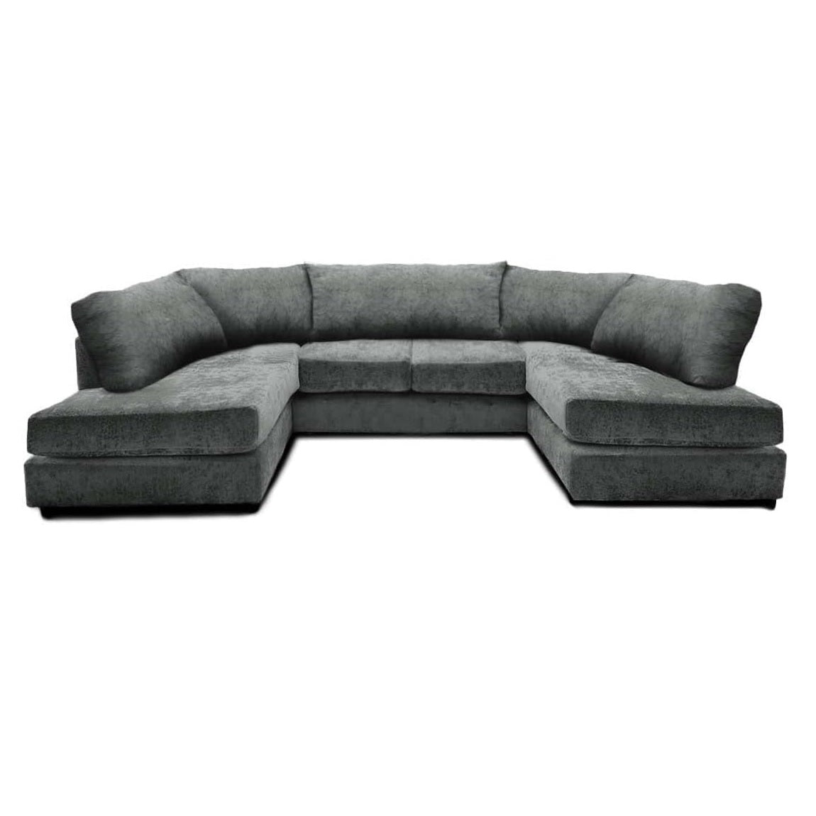 Cambridge Full Back 6 Seater U Shaped Corner Chenille Fabric Sofa Grey