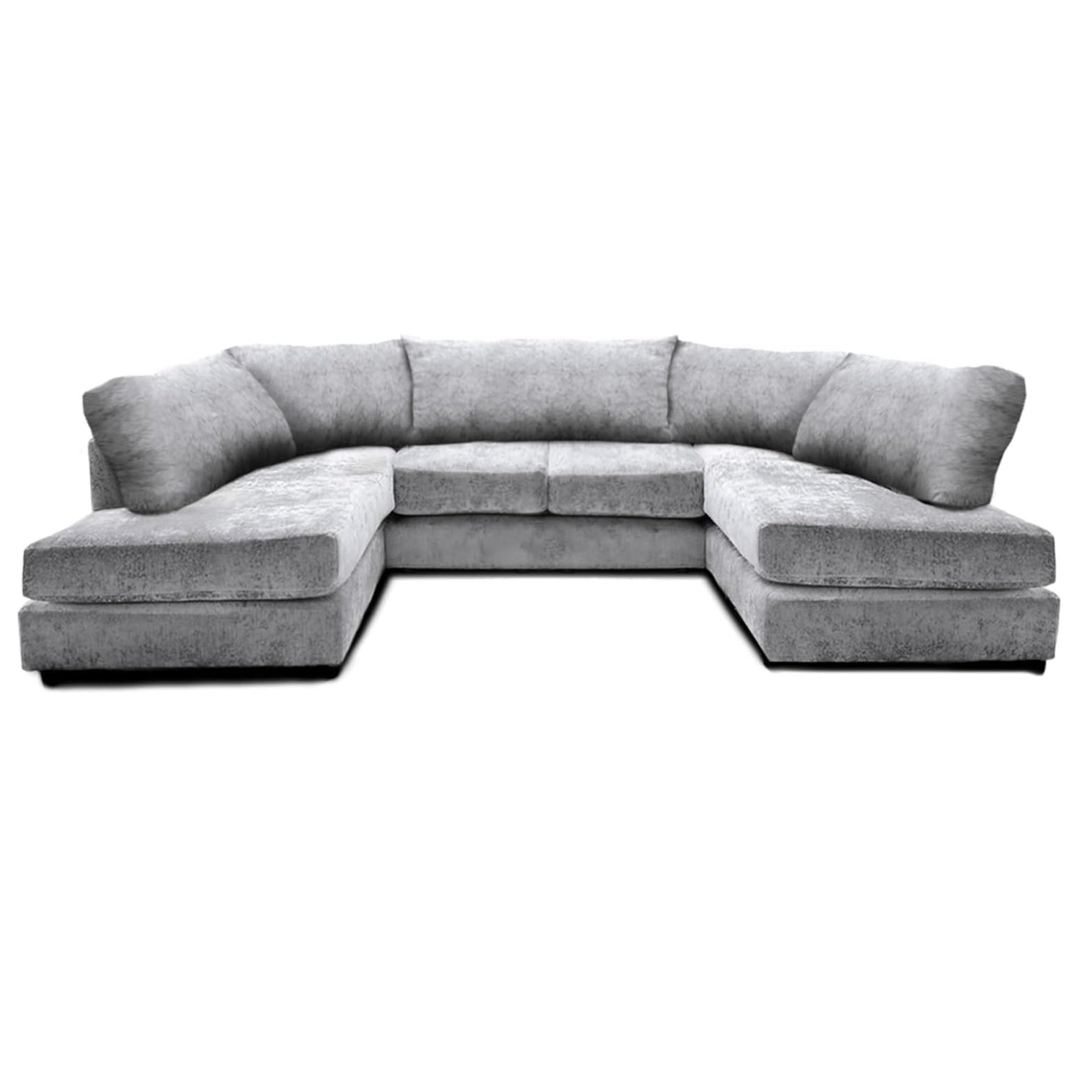 Cambridge Full Back 6 Seater U Shaped Corner Chenille Fabric Sofa Silver
