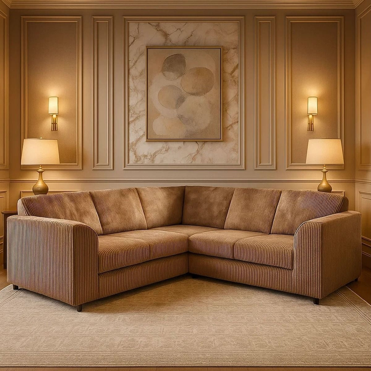 Hannah Jumbo Cord Full Back 2c2 Corner Sofa
