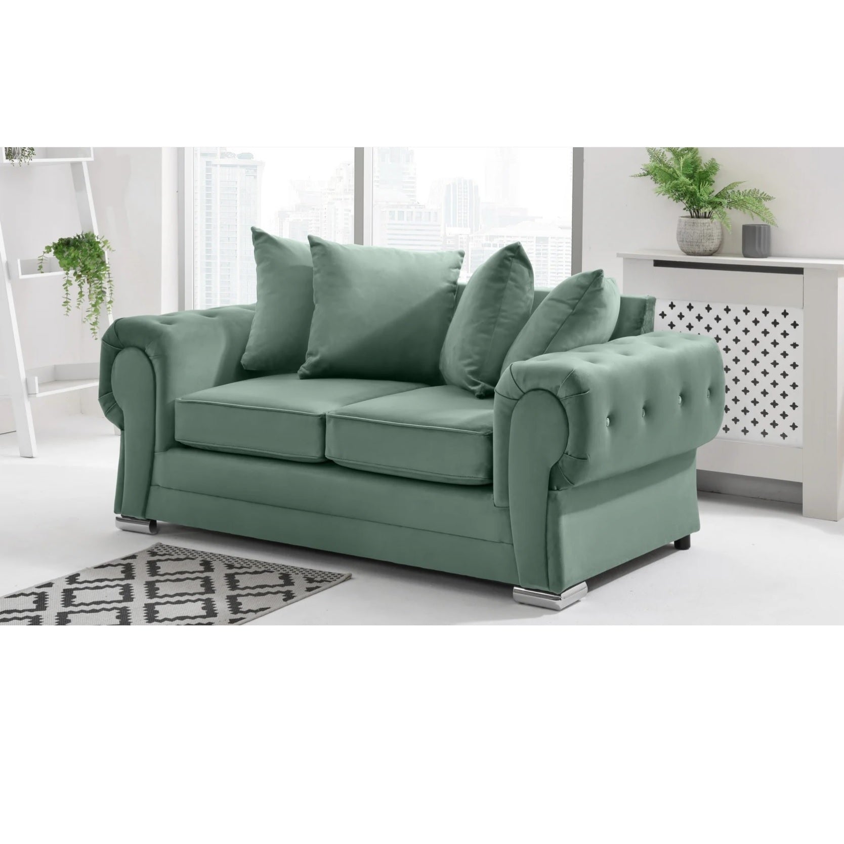Verona Scatter Back Plush Velvet 3+2 Seater Sofa Set Green