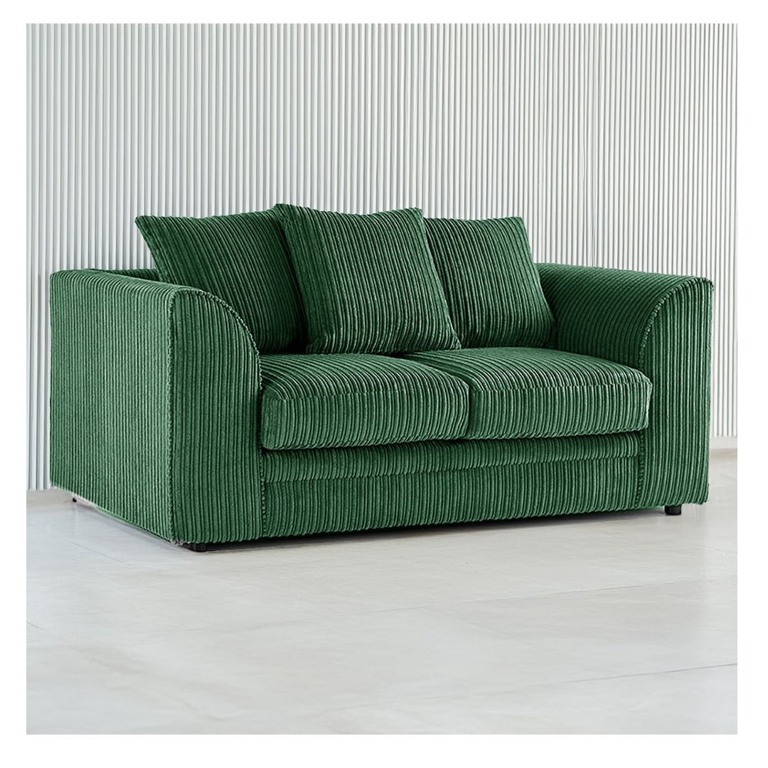 Hannah Jumbo Cord Scatter Back 2 Seater Sofa Green