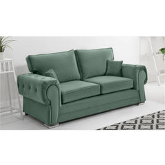 Chingford Plush Velvet Full Back 3+2 Seater Sofa Set Green