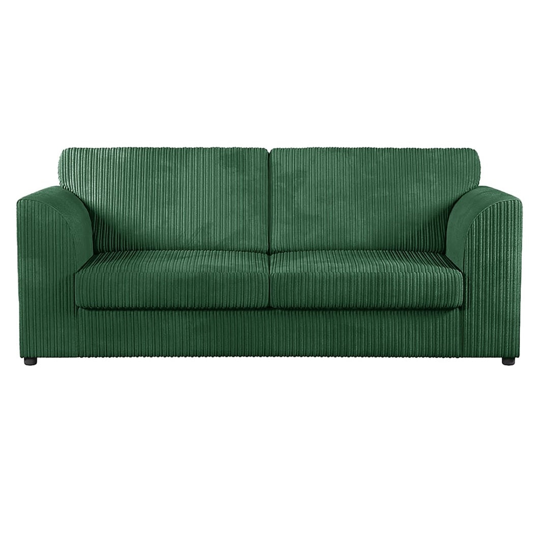 Hannah Jumbo Cord Full Back 3 Seater Sofa Green