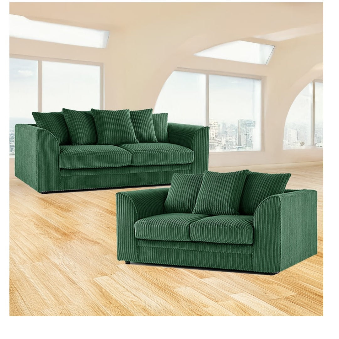 Hannah Jumbo Cord Scatter Back 3 Seater, 2Seater, 3+2 Seater Sofa Set, 3+3 Seater, 2+2Seater