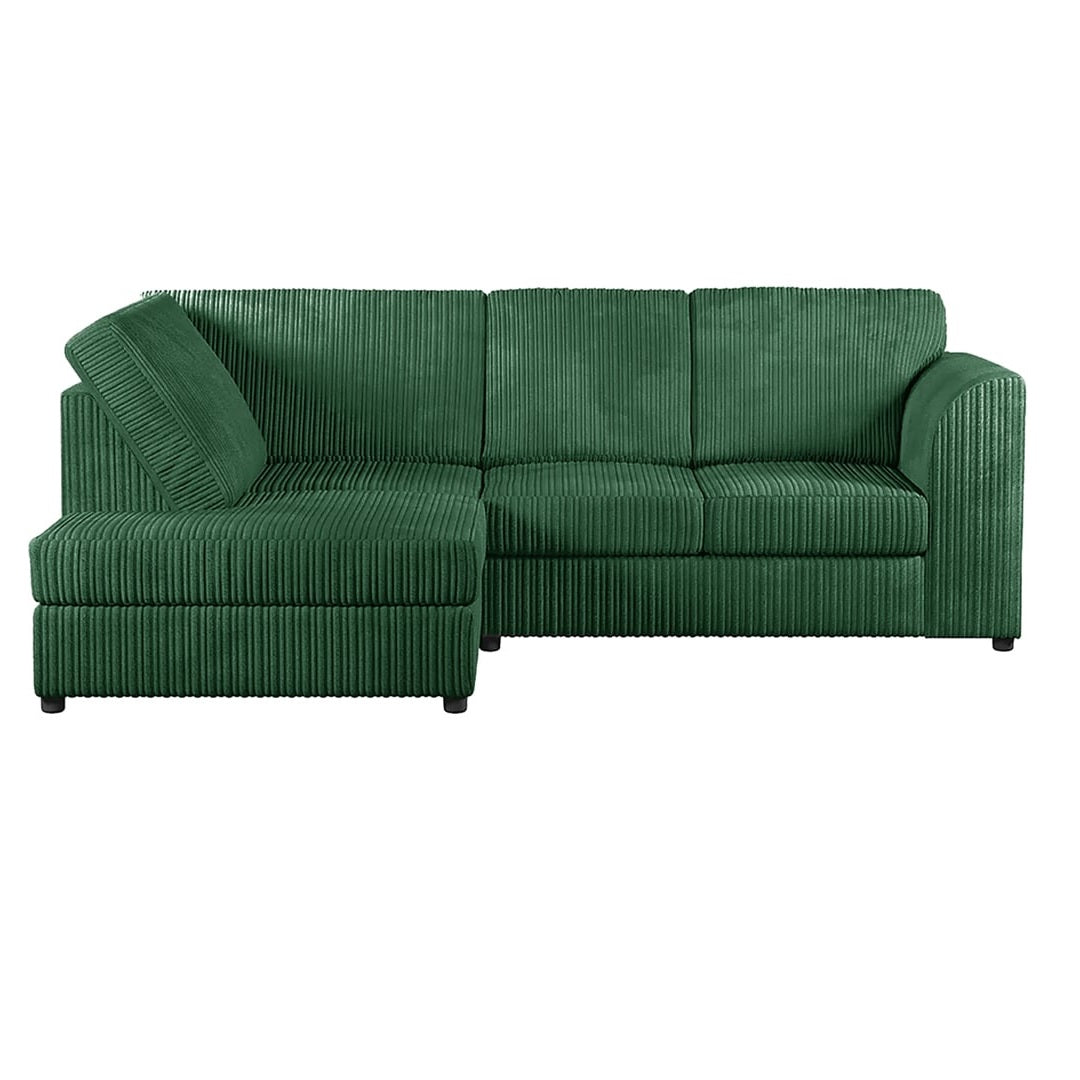 Hannah Jumbo Cord Full Back 4 Seater Left Hand Facing Corner Sofa Green