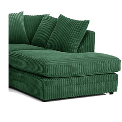 Hannah Jumbo Cord Scatter Back 4 Seater Right Hand Facing Corner Sofa Green