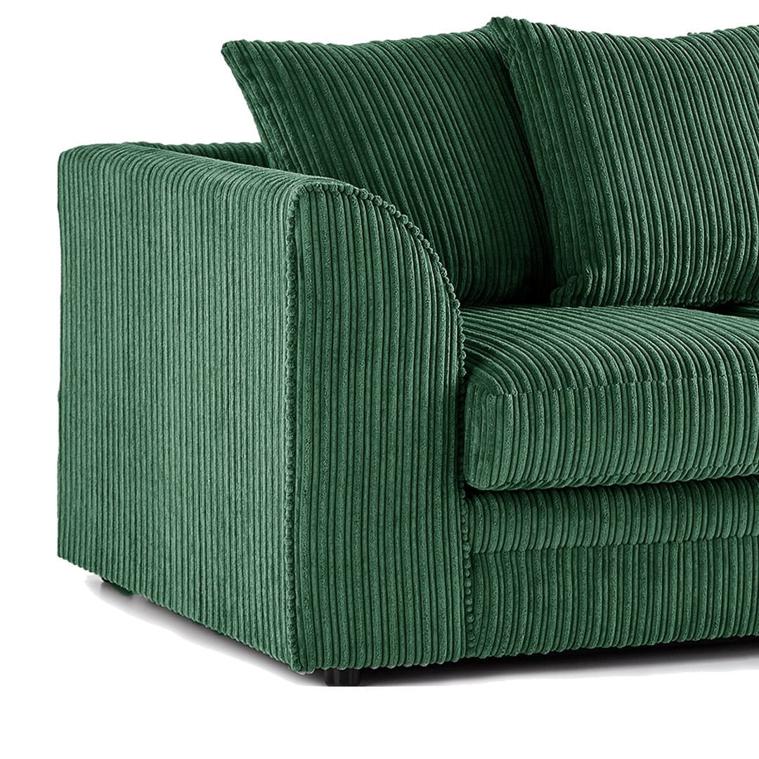 Hannah Jumbo Cord Scatter Back 4 Seater Right Hand Facing Corner Sofa Green