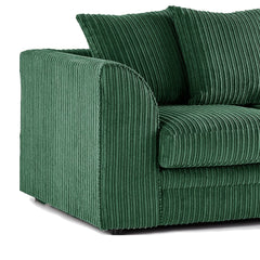 Hannah Jumbo Cord Scatter Back 4 Seater Right Hand Facing Corner Sofa Green